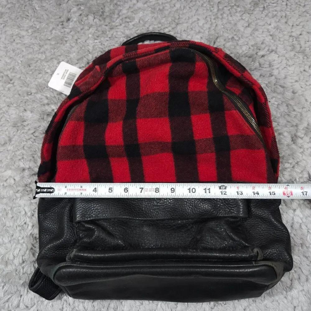 READ Mcq by Alexander Mcqueen Red Black Buffalo Plaid Wool Leather Backpack
